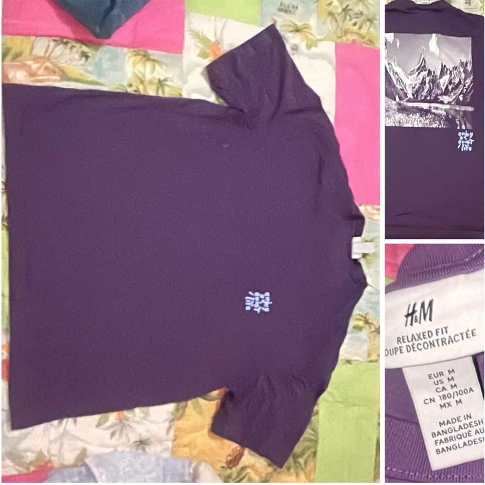 H&M Deep Purple Mountain Print Tee